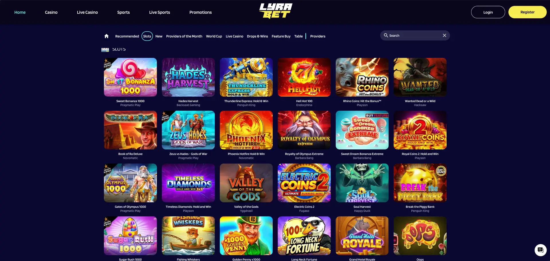 LyraBet slots ervaringen LyraBet ervaringen met slots en casino lobby